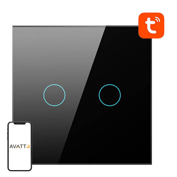 Nutikas valguslüliti ZigBee Avatto LZTS02-EU-B2, 2-suunaline, neutraalne TUYA (must)