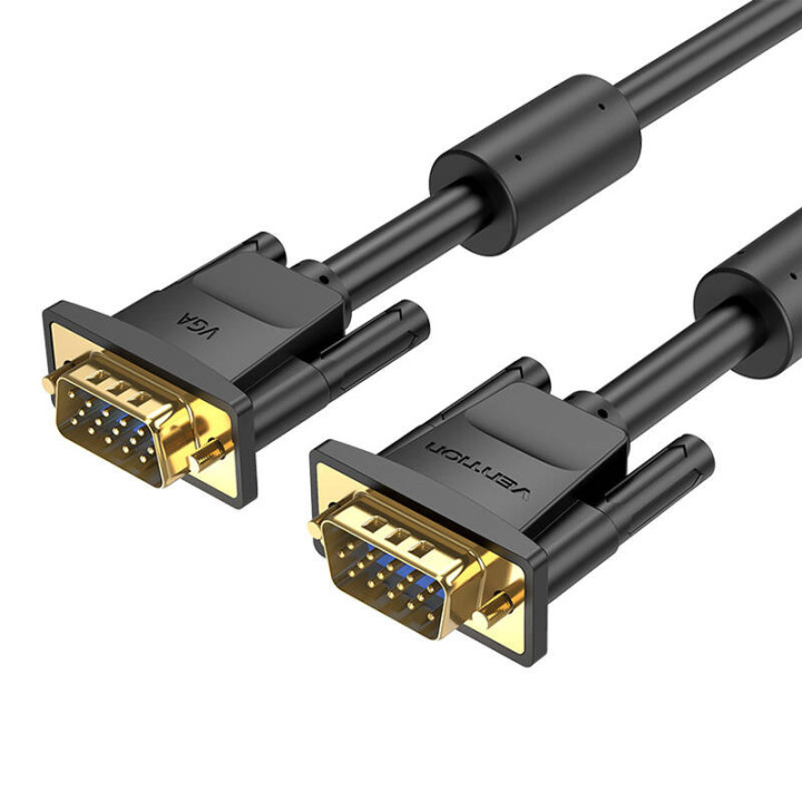 VGA(3+6) kabelis su ferito šerdimis ventiliacija DAEBI 3m, 1080P 60Hz (juodas)