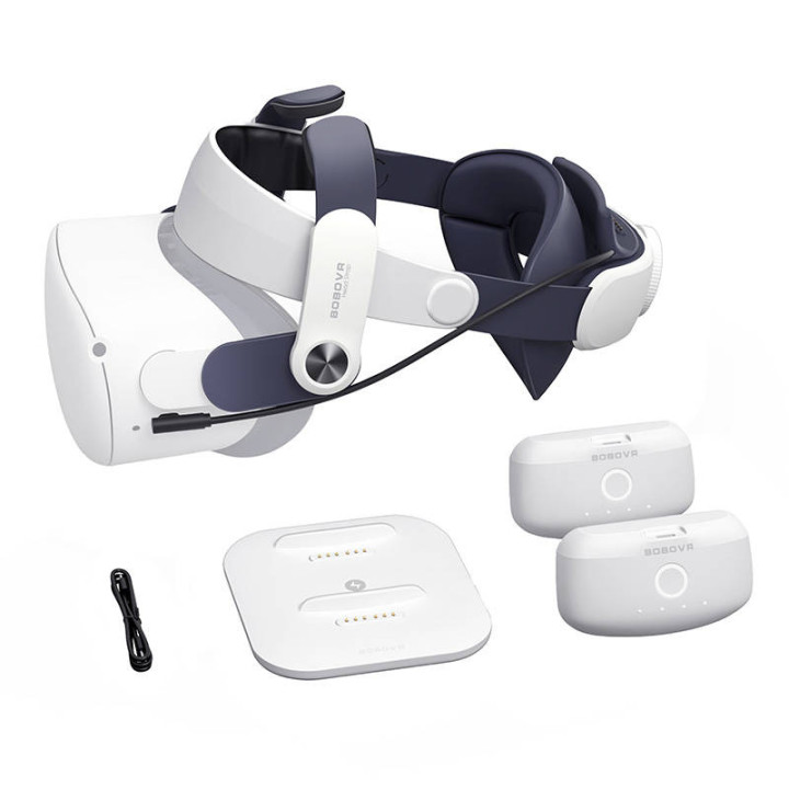 BOBOVR M2 Plus galvas siksnas dubultais akumulators, kas paredzēts Oculus Quest 2