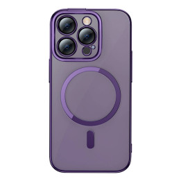 Baseus Glitter magnētiskais futrālis iPhone 14 Pro (violetā krāsā) + rūdīts stikls + tīrīšanas komplekts
