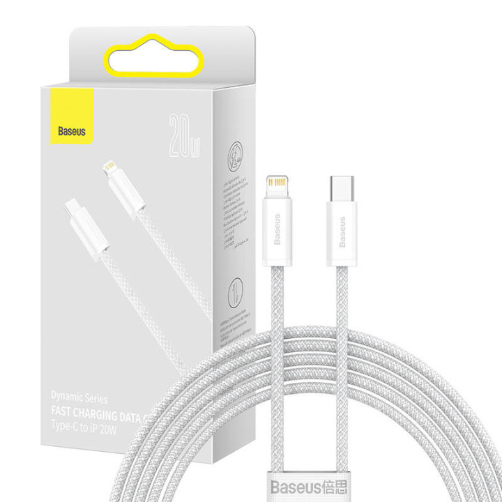 USB-C laidas, skirtas Lightning Baseus Dynamic Series, 20W, 2m (baltas)