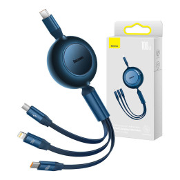 Кабель USB-C 3-в-1 Baseus Bright Mirror 4 для micro USB/USB-C/Lightning 100 Вт/3,5 А 1,1 м (синий)