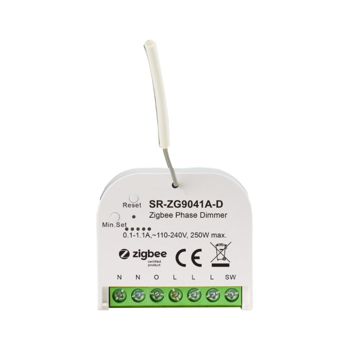 Sunricher Zigbee modifikuojamas išmanusis reguliatorius, 230 V kintamoji srovė be neutralios įtampos, 250 W (SR-ZG9041A-D)