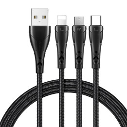 3in1 USB-USB-C / Lightning / mikro-USB-kaabel, Mcdodo CA-6960, 1,2 m (must)
