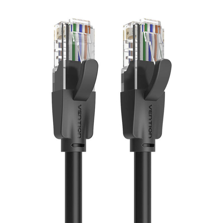 UTP CAT6 Vention IBEBG RJ45 Ethernet tinklo kabelis 1000Mbps 1,5m juodas