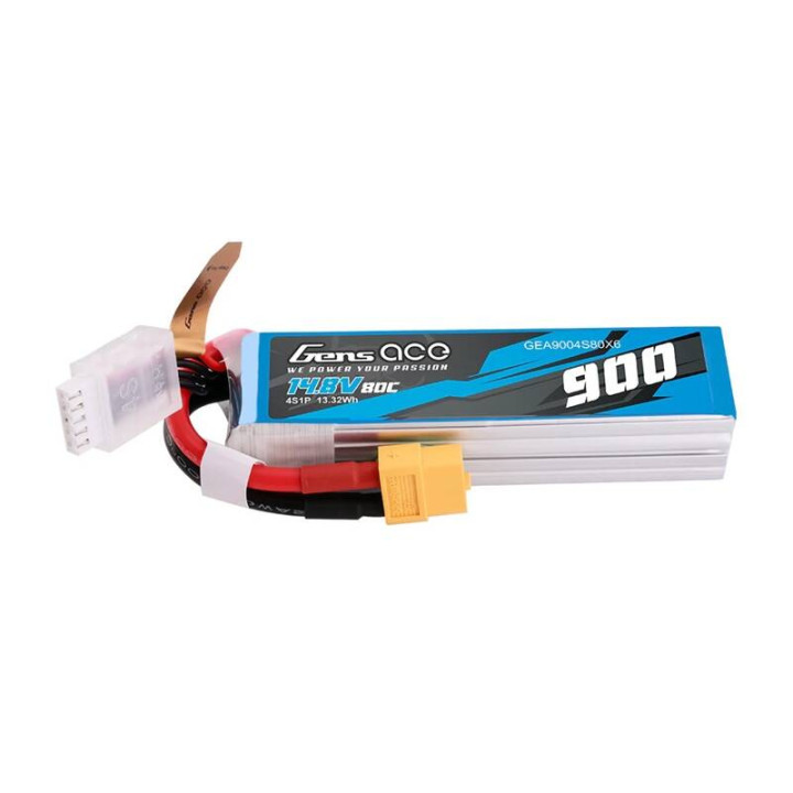 Lipo Gens Ace 900mAh 14.8V 80C 4S1P akumulators ar XT60 savienotāju