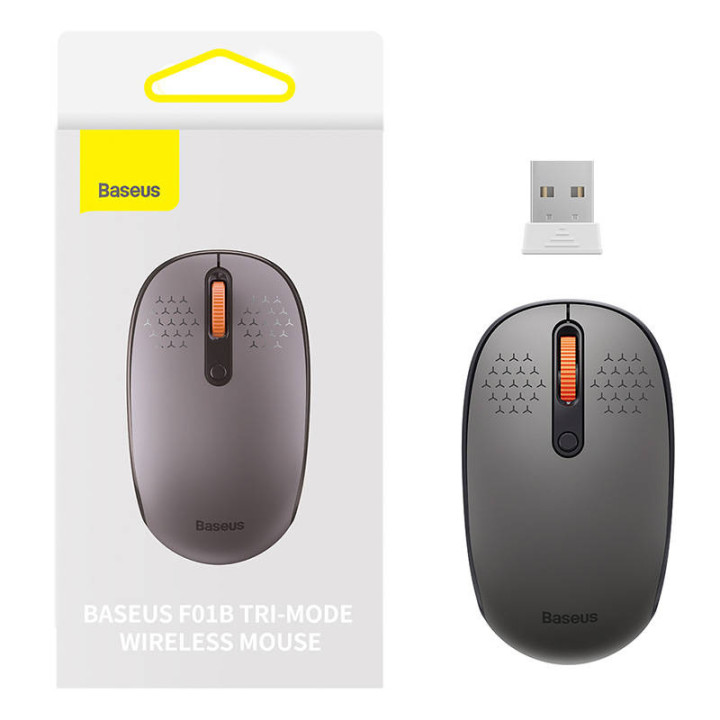 Myszka bezprzewodowa Baseus F01B 2,4 GHz + Bluetooth 3.0 + 5.0 - szara