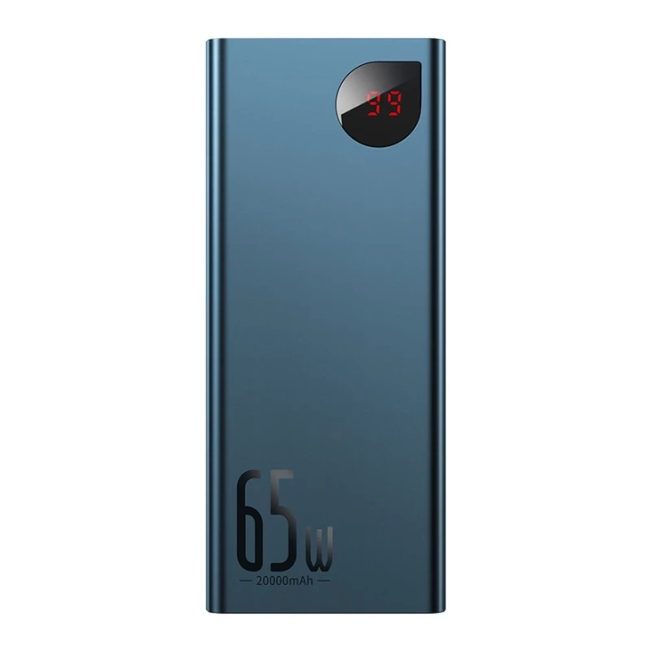 Powerbank Baseus Adaman Metal 20000mAh PD QC 3.0 65W 2xUSB + USB-C + micro USB (sininen)