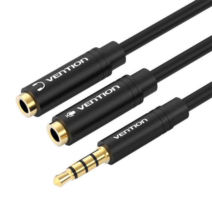 Kaapeliaudio 3,5 mm uros - 2 x 3,5 mm naaras tuuletus BBVBY 0,3 m (musta)