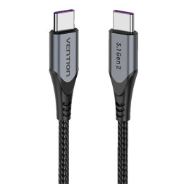 USB-C uz USB-C 100 W Vention TAHHD 5A 0,5 m USB 3.1 Gen2 4K kabelis (pelēks)