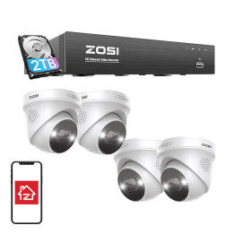 IP kamera ZOSI C225 4 vnt WiFi 5MP + NVR 8ch + 2TB HDD