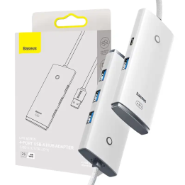 Baseus Lite Series Hub 4in1 USB - 4x USB 3.0, 25cm (valkoinen)