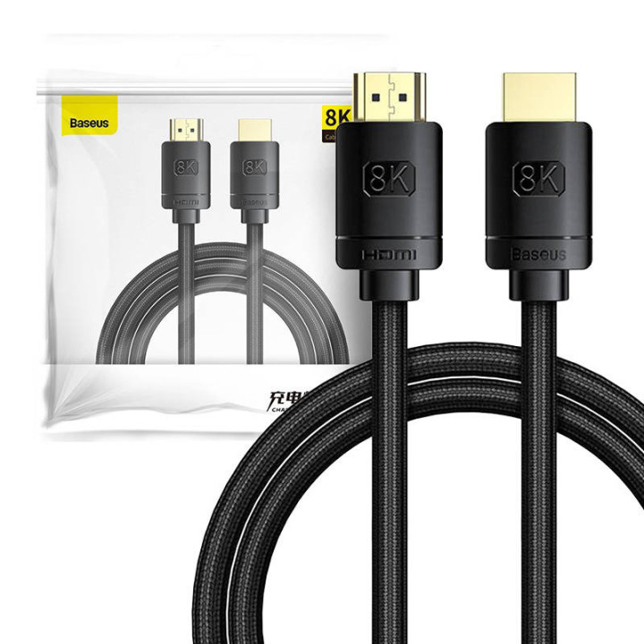 Baseus augstas izšķirtspējas sērijas HDMI 2.1 kabelis, 8K 60Hz, 3D, HDR, 48Gbps, 3 m (melns)
