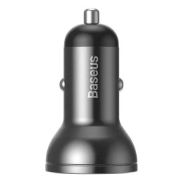 Baseus-autolaturi näytöllä 2x USB, 4,8A, 24W (harmaa)