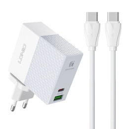Зарядное устройство LDNIO A2620C USB, USB-C 65 Вт + кабель USB-C — USB-C