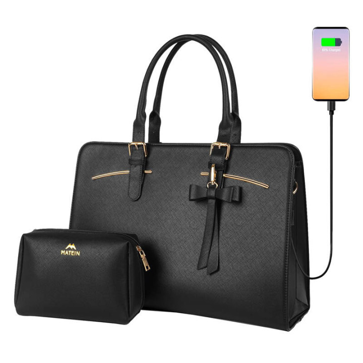 Женская сумка для ноутбука 15,6 дюйма с косметичкой Matein 1310 Black USB