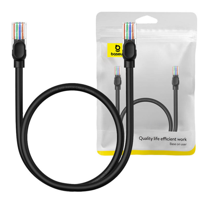 Baseus Ethernet CAT5, 0,5m verkkokaapeli (musta)