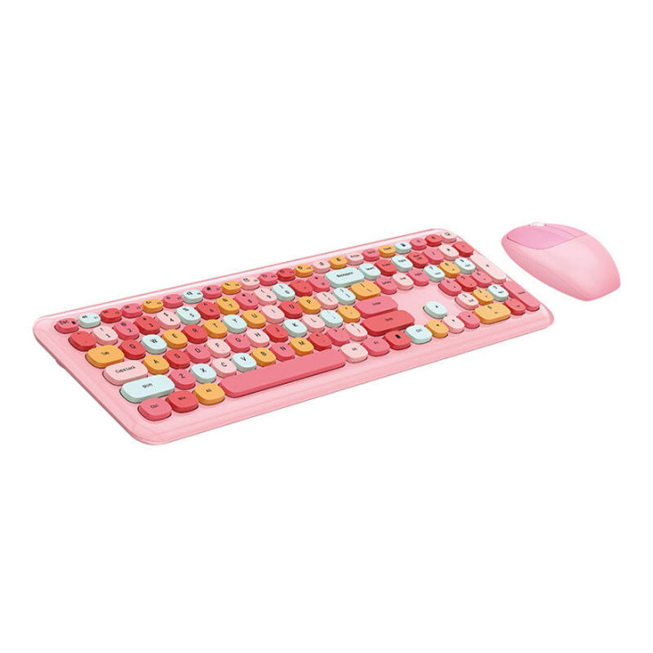 MOFII bezvadu tastatūra+pele 666 rozā krāsā