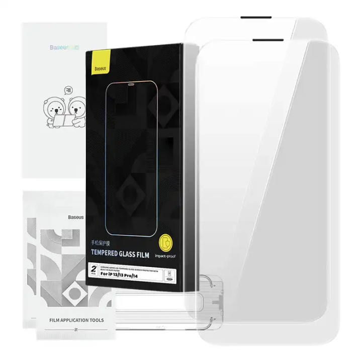 Закаленное стекло Baseus Corning для iPhone 13/13 Pro/14 со встроенным пылевым фильтром