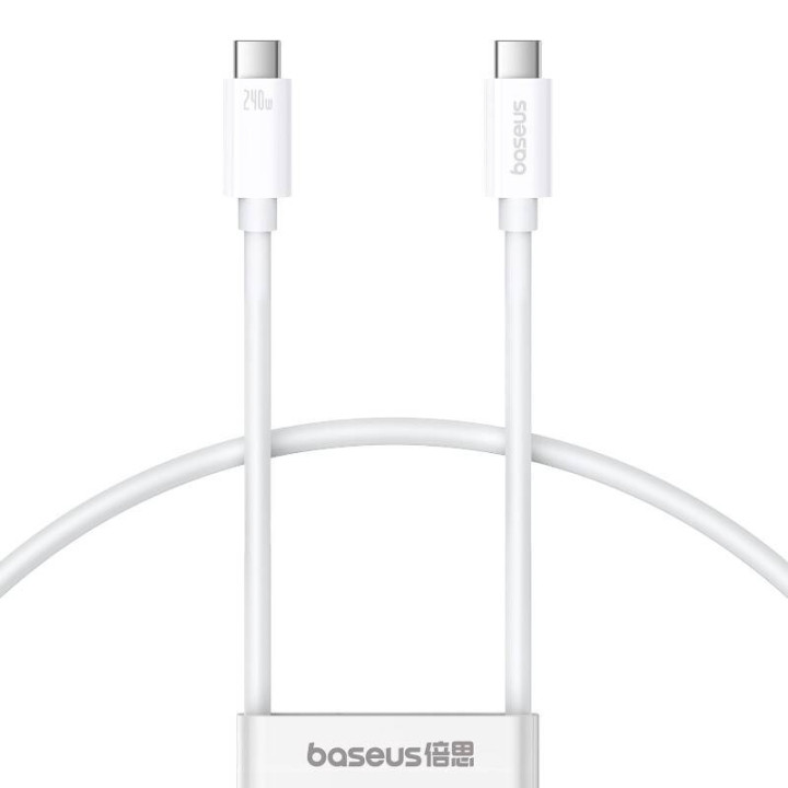 Kiire laadimiskaabel Baseus Superior 2 USB-C kuni USB-C 240 W, 1,8 m (valge)