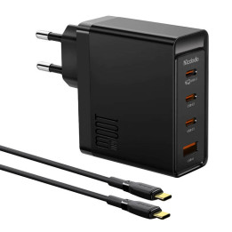 Seinalaadija McDodo GAN 3xUSB-C + USB, 100W + 2m kaabel (must)