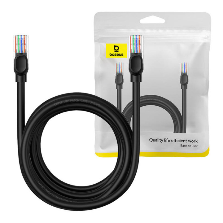 Baseus Ethernet CAT5, 5 m tinklo kabelis (juodas)
