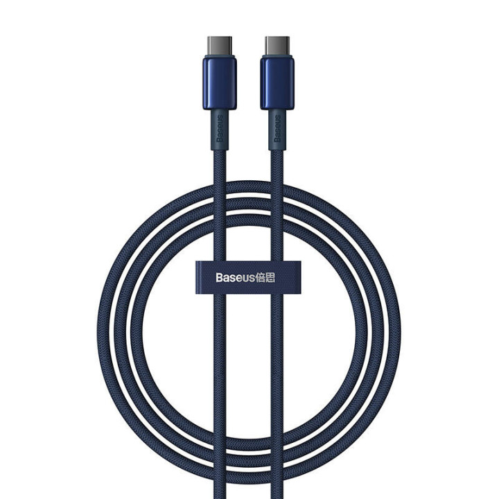 USB-C kabelis līdz USB-C Baseus Tungsten Gold, 100 W, 1 m (nepieciešams)