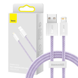 „Baseus“ dinaminis USB kabelis su „Lightning“, 2,4 A, 1 m (violetinė)