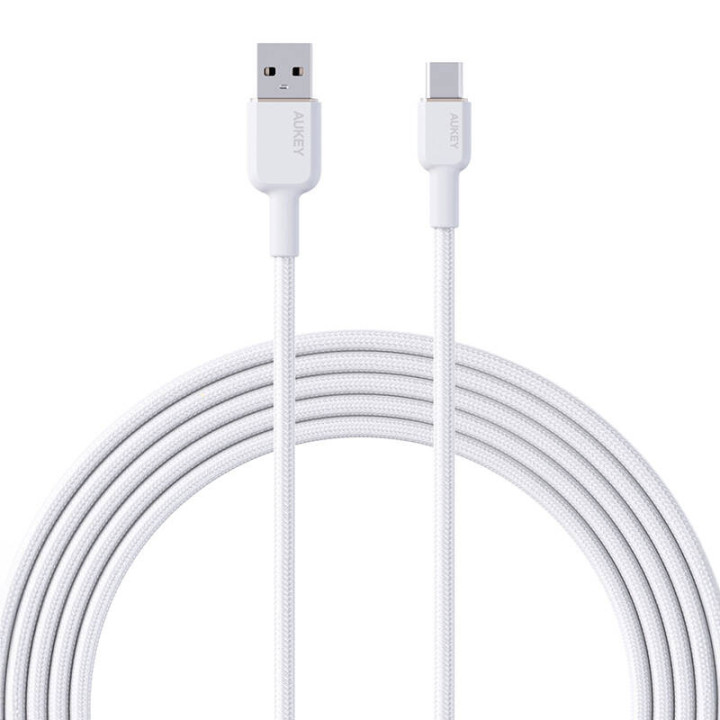 Kabelis Aukey CB-NAC1 USB-A uz USB-C 1m (balts)