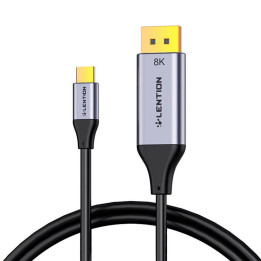 Кабель Lention CU808D USB-C — DisplayPort, 8K60 Гц, 1,7 м (черный)