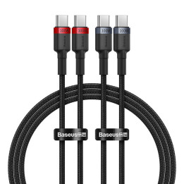 Кабель Baseus Cafule USB-C на USB-C 100 Вт, 1 м, 2 шт. (Красный Черный, Серый Черный)