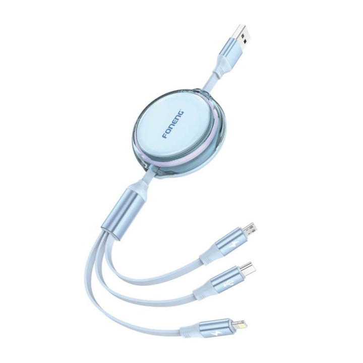 Foneng X113 3-in-1 kaapeli 1,1M sininen