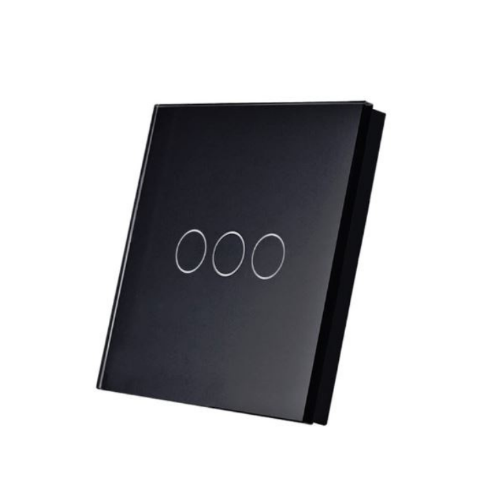 SmartWise TEREM3B Bluetooth (eWeLink-Remote) belaidis jutiklinis jungiklis, juodas, 3 mygtukai