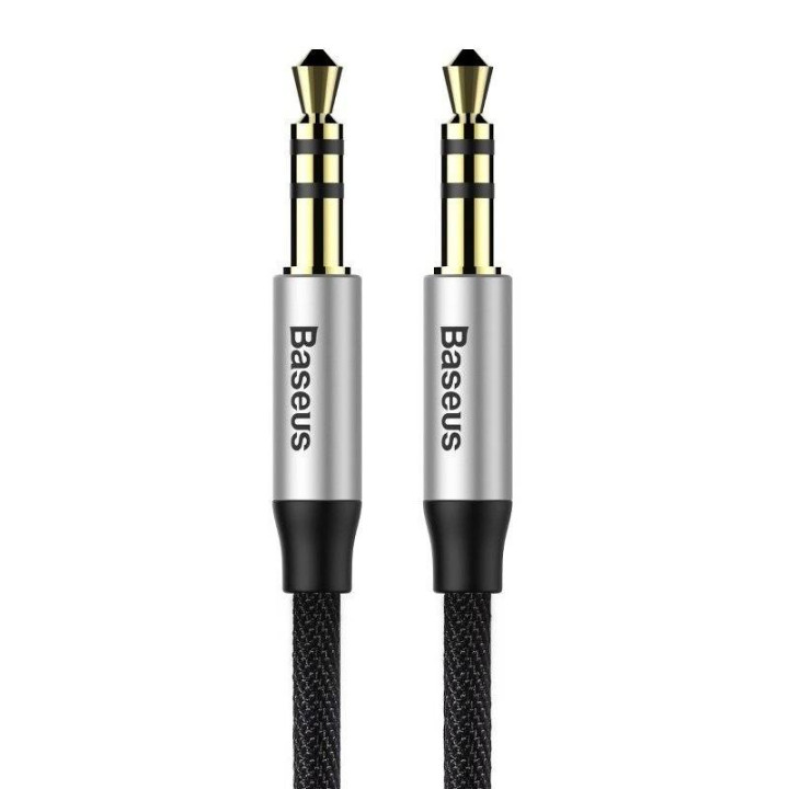 Baseus Yiven audio kabeļa mini ligzda 3,5 mm AUX, 1 m (melns+sudrabs)