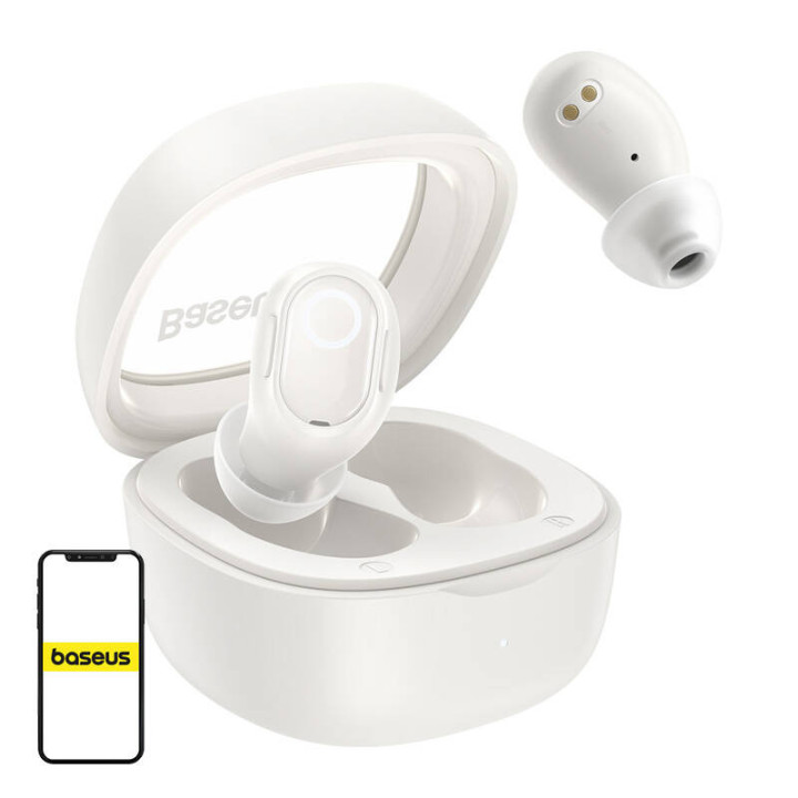 Belaidės ausinės Baseus Bowie WM02 TWS, Bluetooth 5.0 (balta)