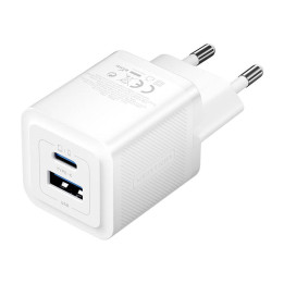 Tuuletus 1x USB-A 1x USB-C GaN 30W biała