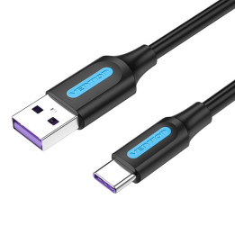 USB 3.0 A kuni USB-C kaabli tuulutusava COZBD 3A 0,5 m must PVC