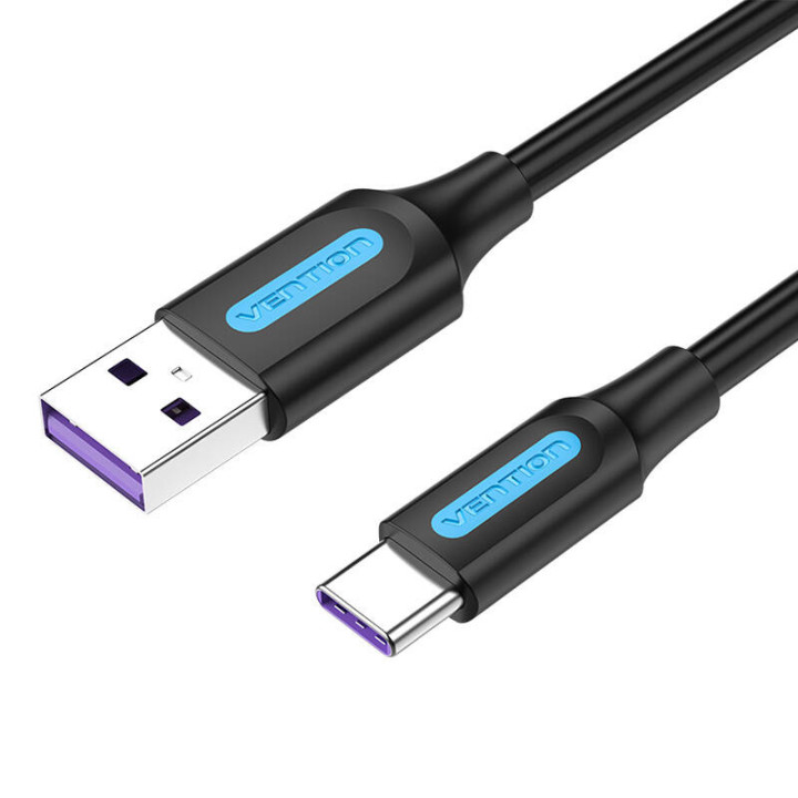USB 3.0 A kuni USB-C kaabli tuulutusava COZBD 3A 0,5 m must PVC
