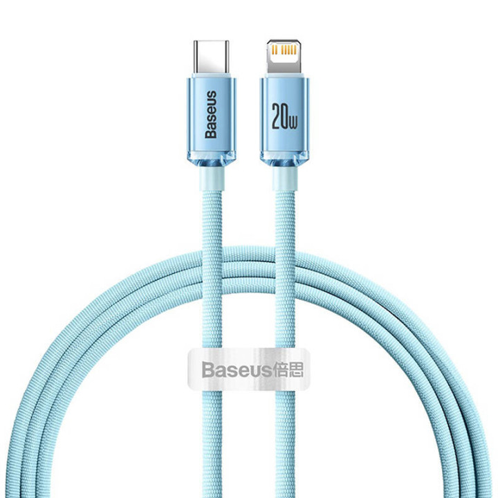 Baseus Crystal Shine USB-C to IP cable, 20W, 1.2m (blue)