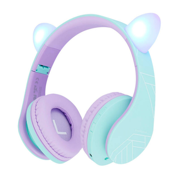 PowerLocus P2 Cats Ears juhtmevabad kõrvaklapid lastele (sinine ja lilla)