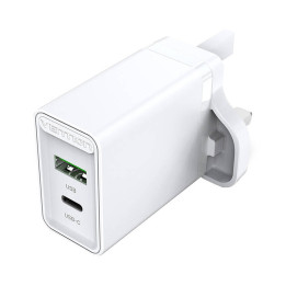 USB-A, USB-C seinalaadija tuulutusava FBBW0-UK 18W/20W UK valge