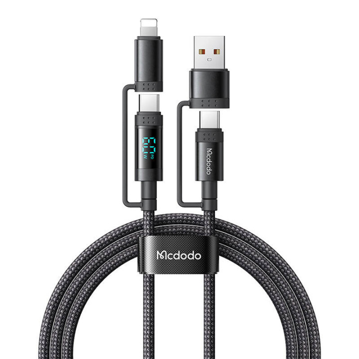 „McDodo 4-in-1“ USB-C/A–USB-C/Lightning kabelis CA-1990 1,2 m (juodas)