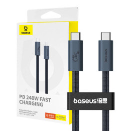 Ātrās uzlādes USB-C Baseus zibspuldze 240 W 1 m (melna)