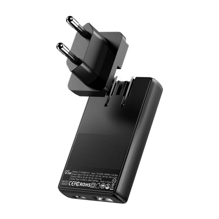 Essager ECT65W-QCB01-Z GaN 65W A+C laturi (musta)