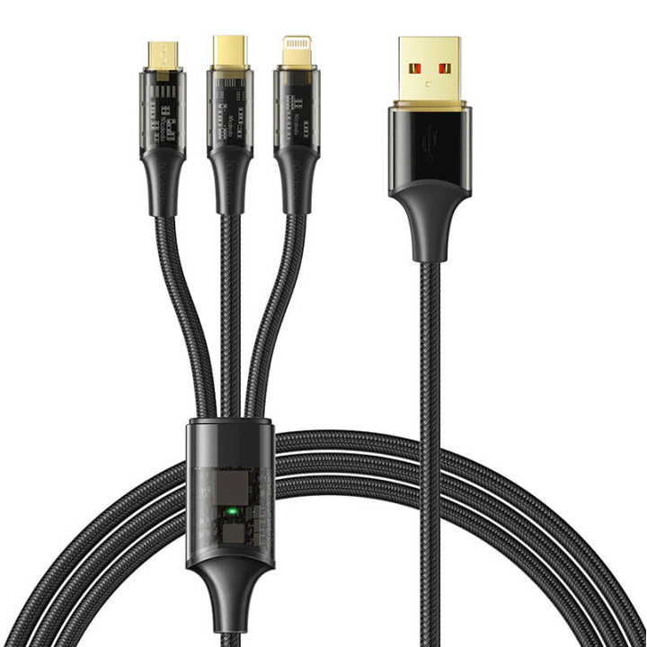 Кабель 3 в 1 USB-USB-C/Lightning/Micro USB, Mcdodo CA-3330, 1,2 м (черный)