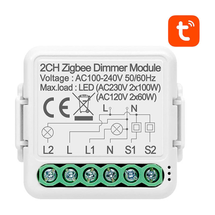 Älykäs himmentimen kytkinmoduuli ZigBee Avatto N-ZDMS01-2 TUYA