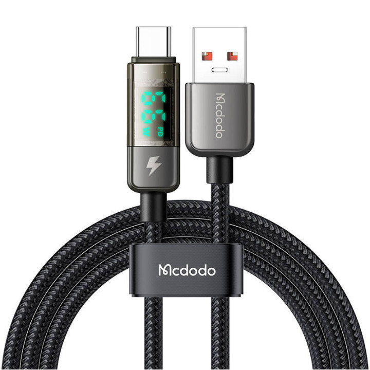 Mcdodo CA-3630 USB-A–USB-C kaabel, automaatne väljalülitus, PD 100 W, 1,2 m (must)