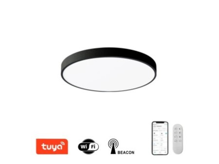 Smart griestu lampa melna 40cm 36W 2736 lm Tuya WiFi BEACON