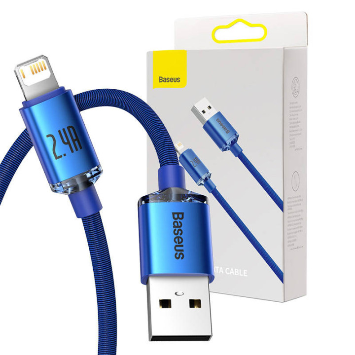 Кабель Baseus Crystal Shine USB — Lightning, 2,4 А, 2 м (синий)