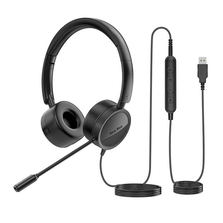 Laidinės ausinės su mikrofonu New Bee NB-H360 (juoda)